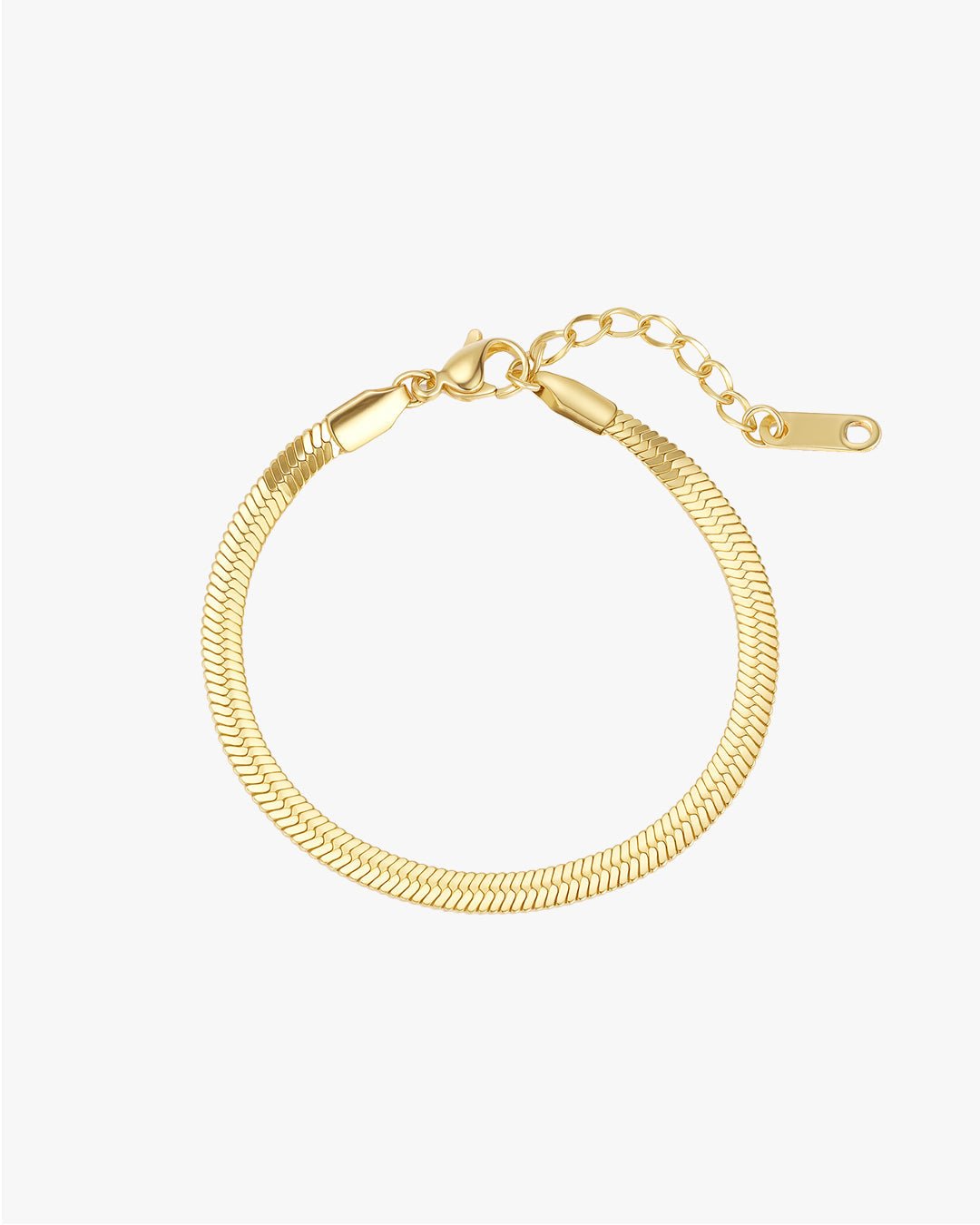 Gold Flat Herringbone Bracelet β 4mm Width