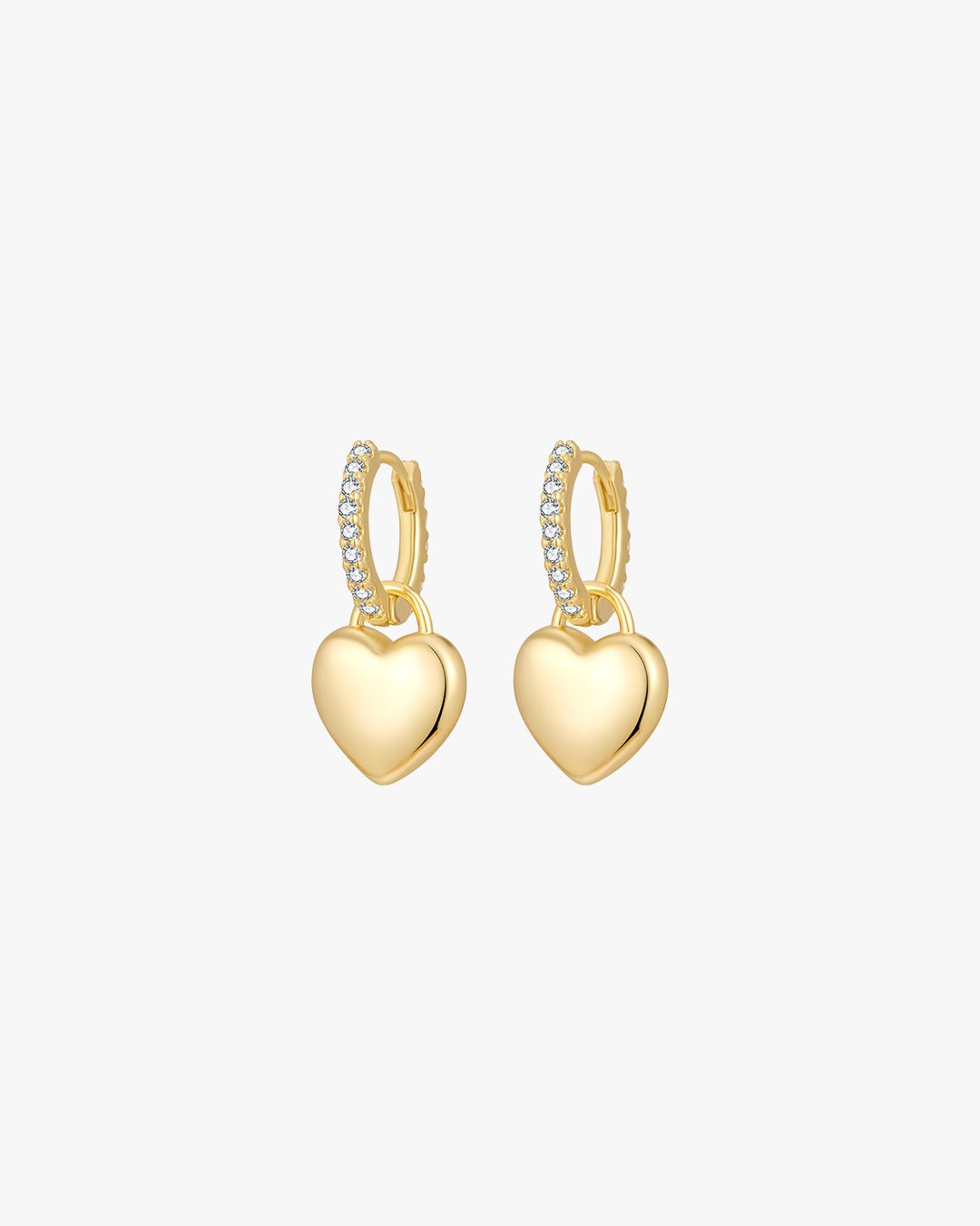 Gold Heart Drop Earrings with Crystal-Embellished Hoops β Romantic Dangle Design