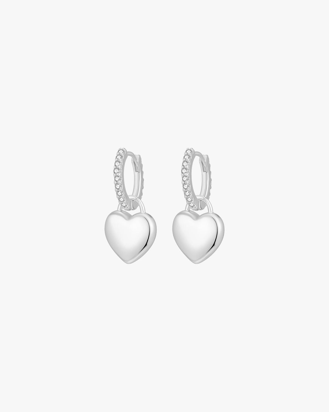 Silver Hoop Earrings with Sparkling Crystal Accents β Elegant Prong-Set Half Hoops