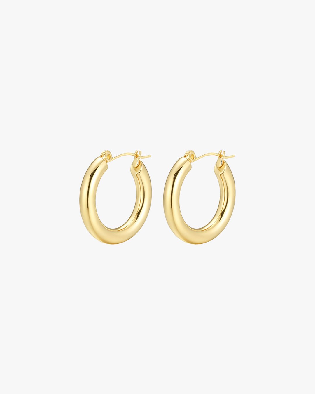Gold Polished Chunky Hoop Earrings β Minimalist Round Design