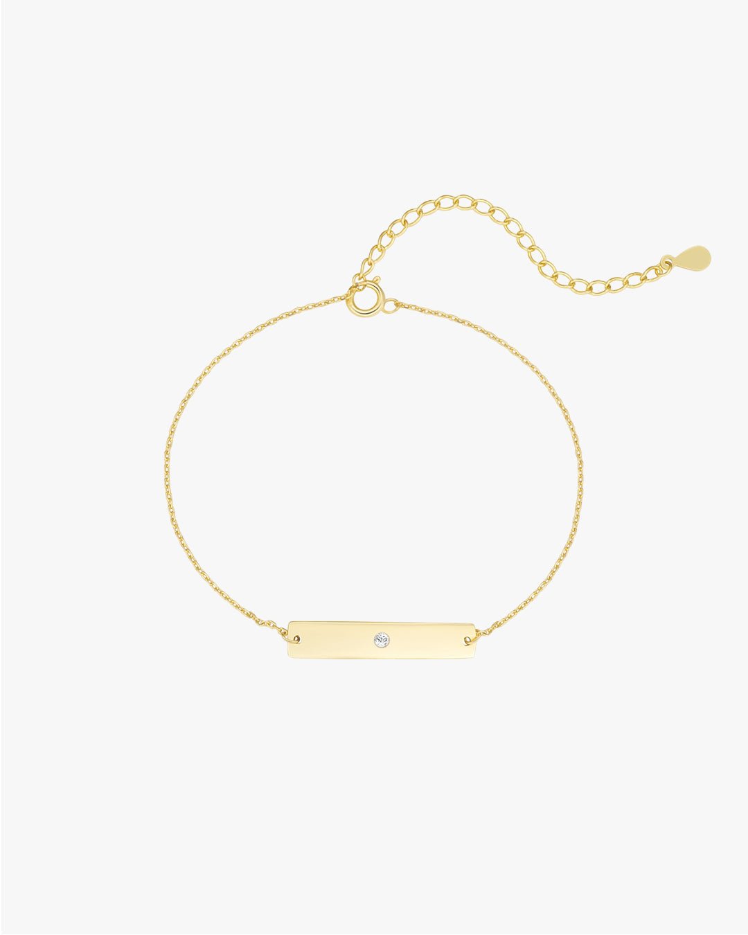 Gold Bar Bracelet with Center Stone β Adjustable Chain