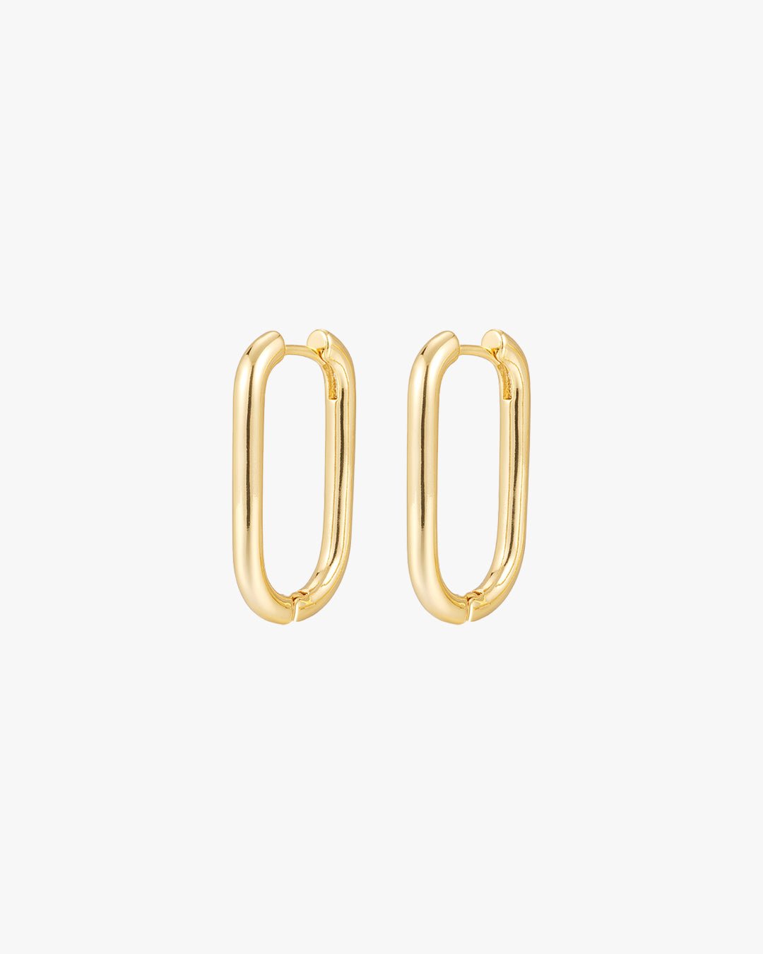 Gold Rectangular Hoop Earrings β Minimalist Everyday Huggies