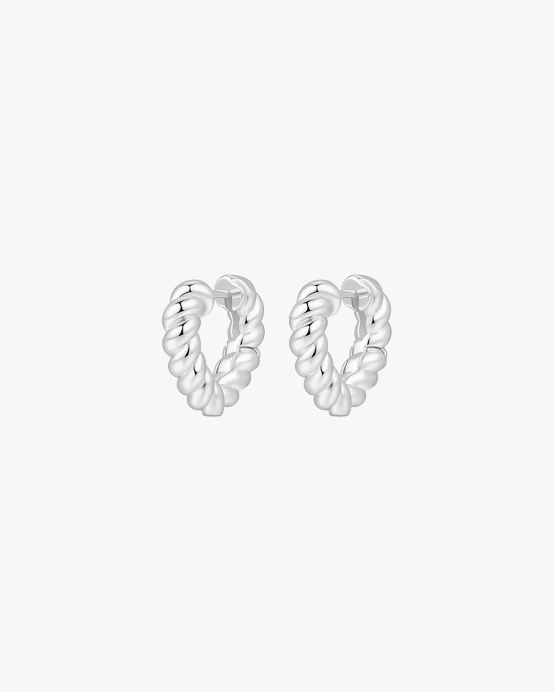 Twisted Heart-Shaped Hoop Earrings β Silver Finish