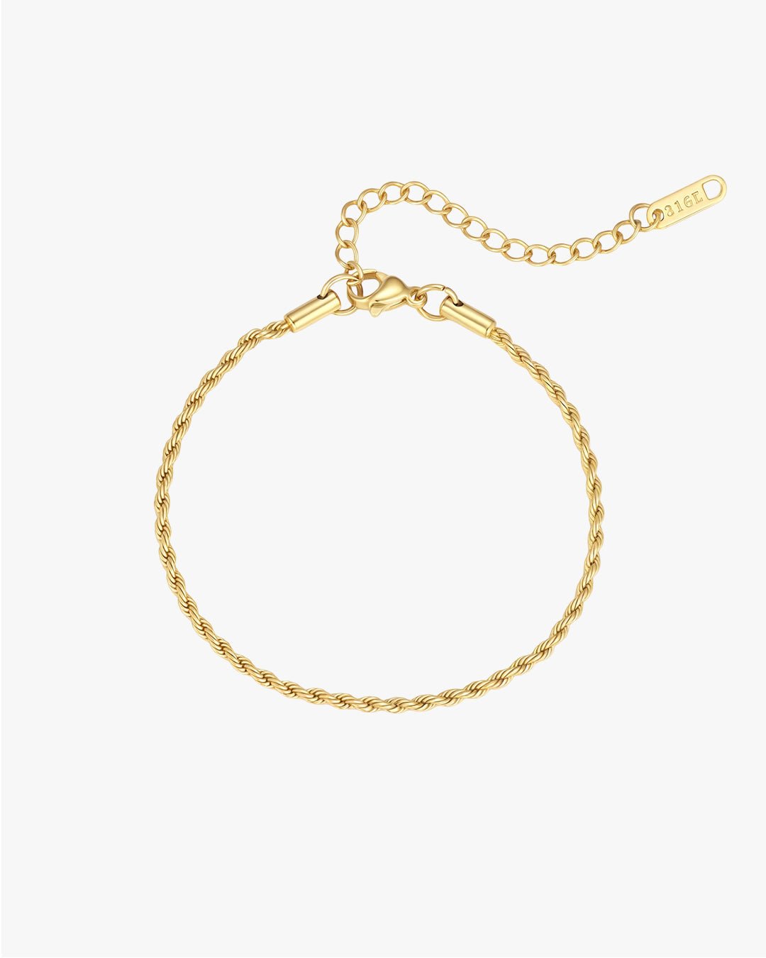 Gold Twisted Rope Chain Bracelet β Adjustable Length