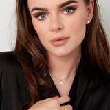 Gold Lock Stones Necklace - Dainty Padlock Pendant - 18K Gold Tone