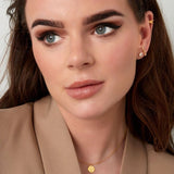 Gold Charm with Stones Necklace - Brilliant Gem Pendant - 18K Gold tone