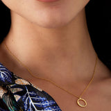 Gold Half Moon Necklace - Dainty Crescent Pendant - 18K Gold Tone