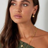 Gold Layered Charm Necklace - Chain Coin & Good Luck Motif - 18K Gold Tone