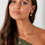 Gold Layered Charm Necklace - Chain Coin & Good Luck Motif - 18K Gold Tone