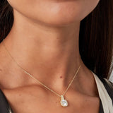 Silver Square Stone Necklace - Brilliant Gem Pendant - 925 Sterling Silver