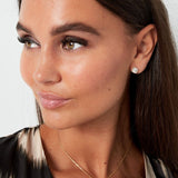 Silver Square Stone Necklace - Brilliant Gem Pendant - 925 Sterling Silver