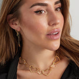 Gold Connected Hearts Necklace - Romantic Love Pendant - 18K Gold Tone