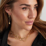 Gold Connected Hearts Necklace - Romantic Love Pendant - 18K Gold Tone