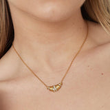 Gold Glitter Croissant Necklace - Textured Heritage Chain - 18K Gold Tone