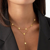 Silver Enchanted Long Necklace - Layered Statement Chain - Silver Tone