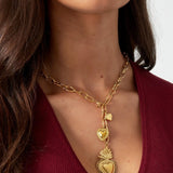 Gold Major Heart Necklace - Elegant Polished Pendant - 18K Gold Tone