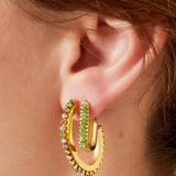 Gold Shimmer and Spark Rose Earrings - Brilliant Accents - 18K Gold Plated