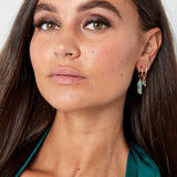 Gold Rectangular Beige Marble Stone Earrings - Organic Heritage - 18K Gold Tone