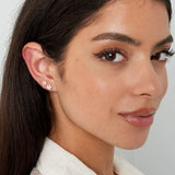 Gold Round with Stones Earrings - Brilliant Accents - 18K Gold Tone