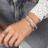 Silver Basic Bangle Bracelet - Classic Minimalist Cuff - Silver Tone