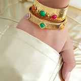 Gold Bohemian Eclectic Bracelet - Boho Chic Charm Design - 18K Gold Tone