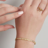Gold Spicy Zirconia Bangle - Stylish Crystal Cuff - 18K Gold Tone