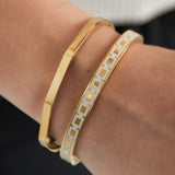 Gold Shaped Bangle - Modern Geometric Cuff - 18K Gold Tone