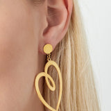 Silver Signed Heart Earrings - Polished Romantic Design - Silver Plated