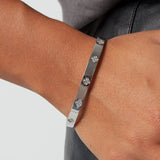 Silver Clovers and Stones Bangle - Dainty Clover Charm Cuff