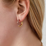 Gold Shiny Rings Earrings - Polished Multi-Band Design - 18K Gold Plated