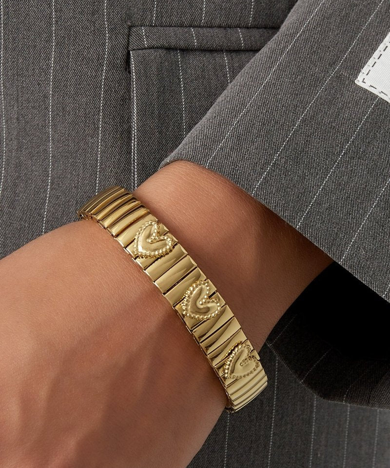 Silver Love Link Heart Bracelet - Romantic Heart Chain - Silver Tone