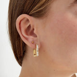 Silver Rectangular Zirconia Earrings - Geometric Brilliance - Silver Tone