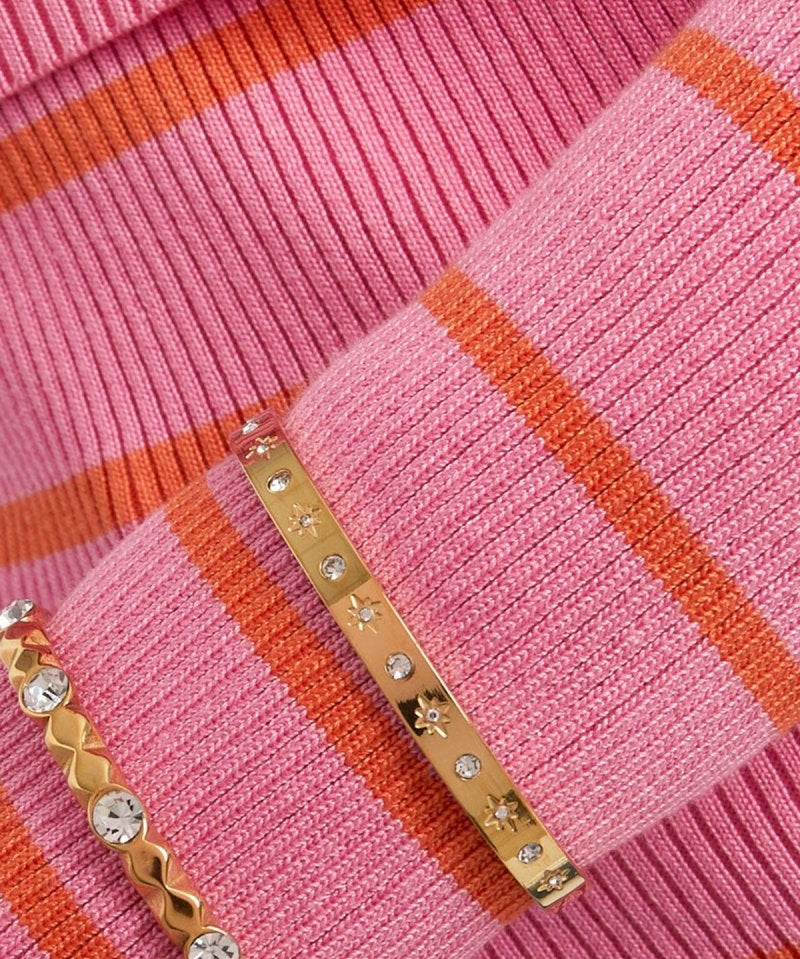 Silver Shine Bright Bangle - Dainty Sparkling Cuff - Silver Tone