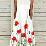 Women's Sleeveless A Line Summer Dress with Boat Neckline  | Midi