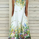 Women's Sleeveless A Line Summer Dress with Boat Neckline  | Midi