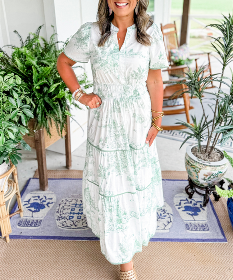 Women’s Tiered Vintage Print Dress | Maxi