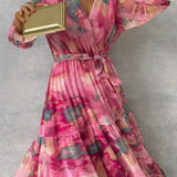 Women's Floral V Neck & Long Sleeve Summer Dress | Maxi