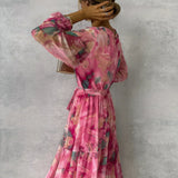 Women's Floral V Neck & Long Sleeve Summer Dress | Maxi