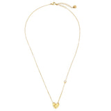 Gold Heart with One Zirconia Necklace - Dainty Gemstone Pendant