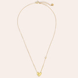 Gold Heart with One Zirconia Necklace - Dainty Gemstone Pendant