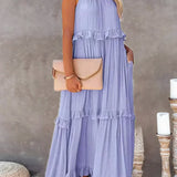 Women's Halter Summer Dress with Ruffles | Maxi