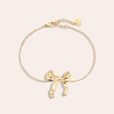 Gold Lovely Bow Bracelet - Elegant Bow Charm Design - 18K Gold Tone