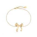 Gold Lovely Bow Bracelet - Elegant Bow Charm Design - 18K Gold Tone