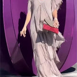 Women's Short Sleeves V-Neck Tiered Ruffle Dress | Maxi