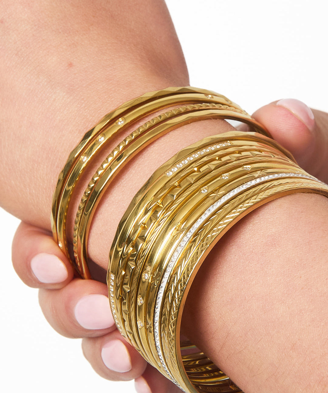 Silver Small Rhinestone Bangle - Dainty Crystal Cuff - Silver Tone