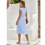 Women's Ruffled Sleeves A-line Dress | Midi