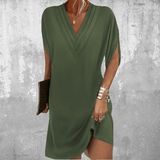 Women's V-neck Shift Dress with Tummy Covering | Mini