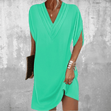 Women's V-neck Shift Dress with Tummy Covering | Mini