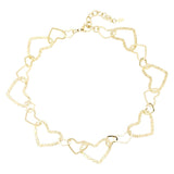 Gold Connected Hearts Necklace - Romantic Love Pendant - 18K Gold Tone