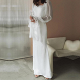 Women's White Long Sleeve Wedding Dress | Maxi